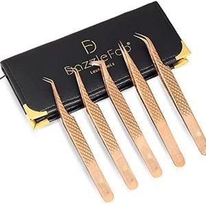 DazzleFab Rose Gold 5 Piece Tweezer Set